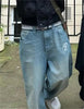 American Street Baggy Casual  Men's Retro Hip Hop Printing Stylish Fashion High Waist Jeans