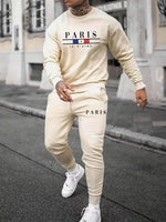 Men'S Fashion Brand Clothing Sportswear Paris Long Sleeve + Sweatpants 3D Printed Simple Design Casual Jogging 2-Piece Set