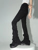 Reddachic Black Ruched Flare Jeans Women Solid Stretch Bootcut Stacked Pants High Rise Trousers Harajuku Goth Grunge Y2K Clothes