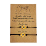 Heart-shaped Sunflower Wax Line Hand-woven Couple Friendship Card Bracelet