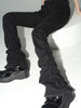 Reddachic Black Ruched Flare Jeans Women Solid Stretch Bootcut Stacked Pants High Rise Trousers Harajuku Goth Grunge Y2K Clothes