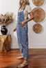 Sail Blue Denim Bib Straight Leg Jumpsuit with Pockets