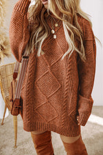 Parchment Cable Knit Drop Shoulder Loose Fit Sweater Dress