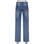 Women'S Harajuku Print Jeans Floral Print Vintage Aesthetic Baggy Straight Pants Grunge Casual Outfits Trousers Streetwear Y2K