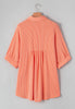 Corded Half Sleeve Button Up High Low Shirt