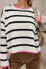 Striped Round Neck Drop Shoulder Sweater