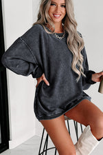 Gray Valentine Sequin XOXO Corded Crew Neck Sweatshirt