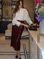 Elegant Hollow Out Single Breasted Shirts Women Loose Lapel Raglan Sleeve Long Blouse Female 2025 Spring Lady Commute Outwear