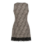 Leopard Lace Trim V-Neck Women Short Dresses Slim Sexy Gyaru High Fashion Bow Lace up Camisole Dresses