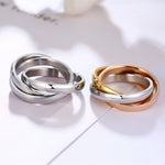 New Triple Interlocked Engagement Rings for Women Stainless Steel Three-In-One Promise Gift for Her Valentines Day