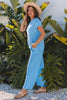 Wild Wind Solid Corded Knit Short Sleeve T Shirt and Wide Leg Pants Set