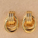 Stainless Steel Texture Geometric Stud Earrings for Women Smooth Metal Gold Plated Twist Knot Earring Statement Vintage Jewelry