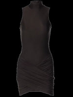 Half Turtleneck Solid Sleeveless Zipper Mini Dress 2024 Women Outfit Elegant Evening Party Classic Wholesale Slim Sheath