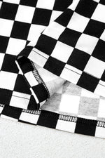 Beige Checkered Print Long Sleeve Top and Pants Lounge Set