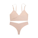 Hot Sale Seamless Bra&Briefs Set Bustier Crop Tops Breathable Sexy Ice Silk Seamless Bra and Panties Set