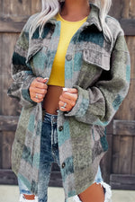 Multicolor Brushed Checked Western Buttoned Jacket