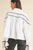 Ribbon Bowtie Collared Neck Flounce Sleeve Shirt