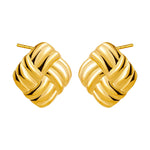 Stainless Steel Texture Geometric Stud Earrings for Women Smooth Metal Gold Plated Twist Knot Earring Statement Vintage Jewelry