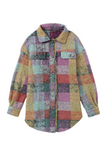 Multicolor Brushed Checked Western Buttoned Jacket