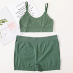 Women Seamless Bra Set Female Sport Underwear Vneck Bralette Tops Sexy Lingerie Unlined Brassiere Set Stretchy Girls Crop Tops