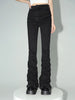 Reddachic Black Ruched Flare Jeans Women Solid Stretch Bootcut Stacked Pants High Rise Trousers Harajuku Goth Grunge Y2K Clothes