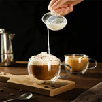 250Ml Double-Layer Transparent Glass Coffee Cup with Handle Double-Layer Heat Insulation High Temperature Juice Milk Cup