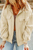 Pink Flap Pocket Drawstring Hood Zip Up Jacket