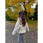 RZRA2024 New Winter Women'S Clothing Contrast Color Stripe Fleece Double-Sided Lapel Jacket Fashionable Warm Versatile