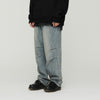 Light Wash Grey Denim Jeans Baggy Oversized With Pleats