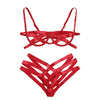 Bondage Harness Lingerie Set Womens Elastic Hollow Out Bra Sets Black Cupless Cage Bra Thong Sexy Intimates Exotic Underwear