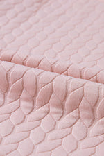 Rose Red Cable Textured Puff Sleeve Sweatshirt