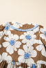 Floral Print Striped Tie Sleeve Blouse