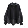 2024 Spring and Autumn New Combination Fake Two Piece Women'S Shirts Korean Loose Fashion Shirt Top