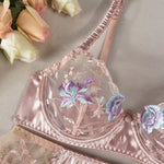 Sensual Women Lingerie Fancy Floral Sheen Silk Underwear Transparent Garter Exotic Sets Fairy Luxury Intimate Goods