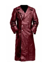 MEN'S GERMAN CLASSIC WW2 MILITARY UNIFORM OFFICER BLACK LEATHER TRENCH COAT