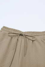 Black Textured Loose Fit T Shirt and Drawstring Pants Set