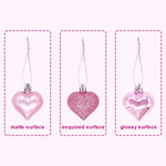 Valentines Day Decor Heart Decorations, 48 Pcs Red Pink Silver White Plastic Heart Tree Ornaments, Christmas Valentine Tree Decorations for the Home Wedding Dinner Gifts Table Tiered Tray Decor