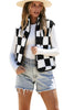 Khaki Checkered Sherpa Collared Jacket Vest