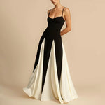 Sling Contrast Color Women'S Dress V Neck Elegant Party Dress Fashion Pullover Patchwork Dress for Women 2024 New