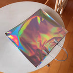 30Pcshigh-End Color Laser Handbag Silver Shopping Clothing Bag Gift Shop Packaging Bag Waterproof Wedding Party Custom Logo