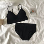 Women'S Sports Bra Set Underwear Bra Korean Style Push up No Steel Ring Bra Sexy Tube Top High Elastic Panty Set