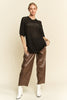 Davi & Dani Side Slit Openwork Round Neck Half Sleeve Knit Cover Up