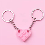 Brick Keychain for Couples Friendship 2Pcs Matching Heart Colorful Keyring Set for Girlfriend Boyfriend Valentine'S Day Gifts