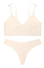 Hot Sale Seamless Bra&Briefs Set Bustier Crop Tops Breathable Sexy Ice Silk Seamless Bra and Panties Set