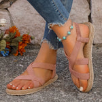 Women'S Fashion Solid Color Features Trend Anti-Slip Wear-Resistant Soft Soled Flat Sandals