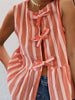 Tied Striped Round Neck Tank