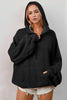 Double Take Full Size Half Zip Long Sleeve Hoodie with Kangaroo Pocket