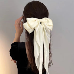 1/2Pcs Elegant Bow Ribbon Hair Clip Women Fashion Solid Bowknot Satin Hairpin Barrettes Girls Ponytail Clip Hair Accessories