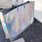 30Pcshigh-End Color Laser Handbag Silver Shopping Clothing Bag Gift Shop Packaging Bag Waterproof Wedding Party Custom Logo