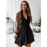 Autumn And Winter New Women's Solid Color Lace Elegant Dress
